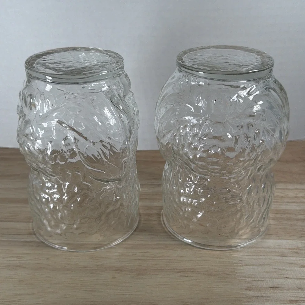 Vintage Owl Shaped Glasses set of 2 by Libbey Clear Glass MCM Bird Birds